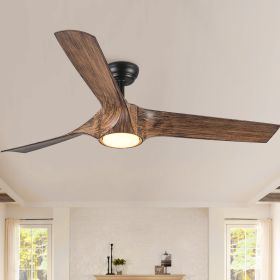 56 in. Integrated LED Indoor&Outdoor Brown Imitation Wood Ceiling Fan with Light Kit and Remote Control