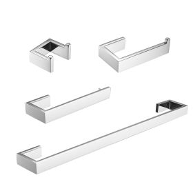 4 Pieces Bathroom Hardware Accessories Set Towel Bar Towel Holder Robe Hook Toilet Paper Holder Stainless Steel