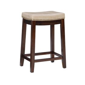 Claridge 26" Backless Indoor Counter Stool, Dark Brown with Beige Faux Leather, Includes 1 Stool