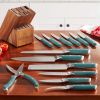 Pioneer Signature 14-Piece Stainless Steel Knife Block Set, Teal