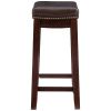 Claridge 26" Backless Indoor Counter Stool, Dark Brown with Red Faux Leather, Includes 1 Stool