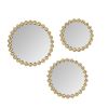 Gold Beaded Round Wall Mirror 3-piece set