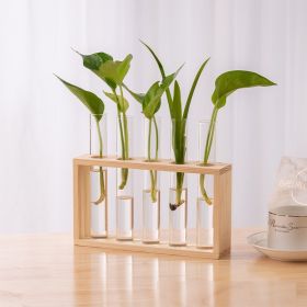 Hydroponic Wooden Stand Vase Fresh Living Room Simple Decorative Ornaments (Option: Five Bottles Of Wood Color)