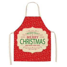 Cartoon Christmas Elk Santa Claus Printed Linen Sleeveless Apron (Option: W 20015-47x38cm)