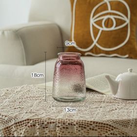 Vase Decoration Clear Glass Hydroponic Countertop In Living Room (Option: Ice wine is red)