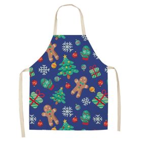 Cartoon Christmas Elk Santa Claus Printed Linen Sleeveless Apron (Option: W 20006-47x38cm)