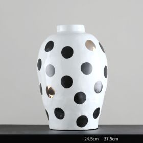 Large Wave Dot Art Big Belly Ceramic Vase Decoration Home (Option: Small Size)