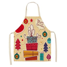 Cartoon Christmas Elk Santa Claus Printed Linen Sleeveless Apron (Option: W 20009-47x38cm)