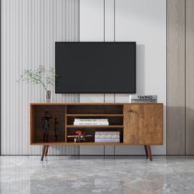 TV Stand Use in Living Room Furniture with 1 storage and 2 shelves Cabinet, high quality particle board (Color: Walnut)